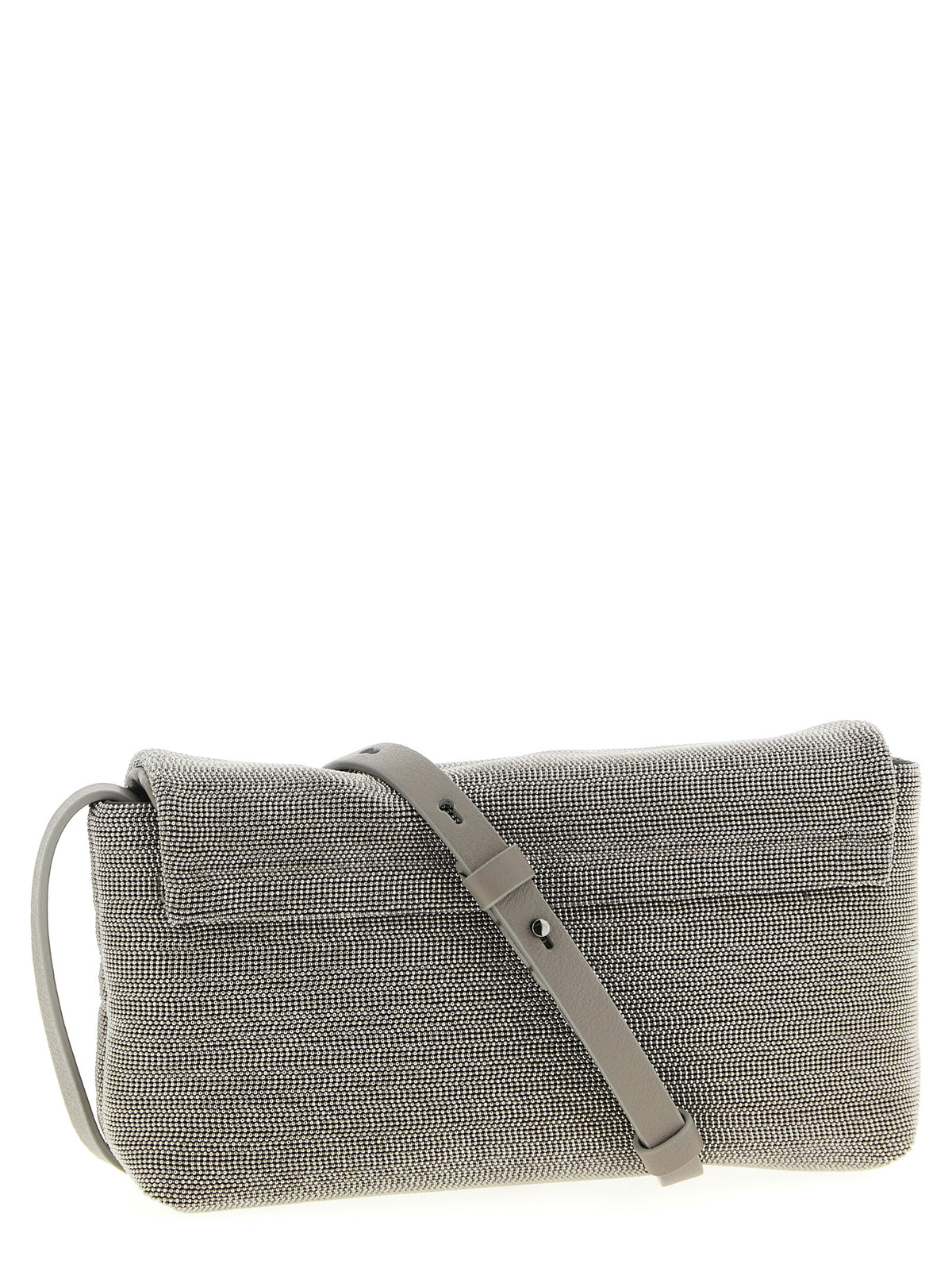 Brunello Cucinelli Monile Silver Leather Clutch Bag