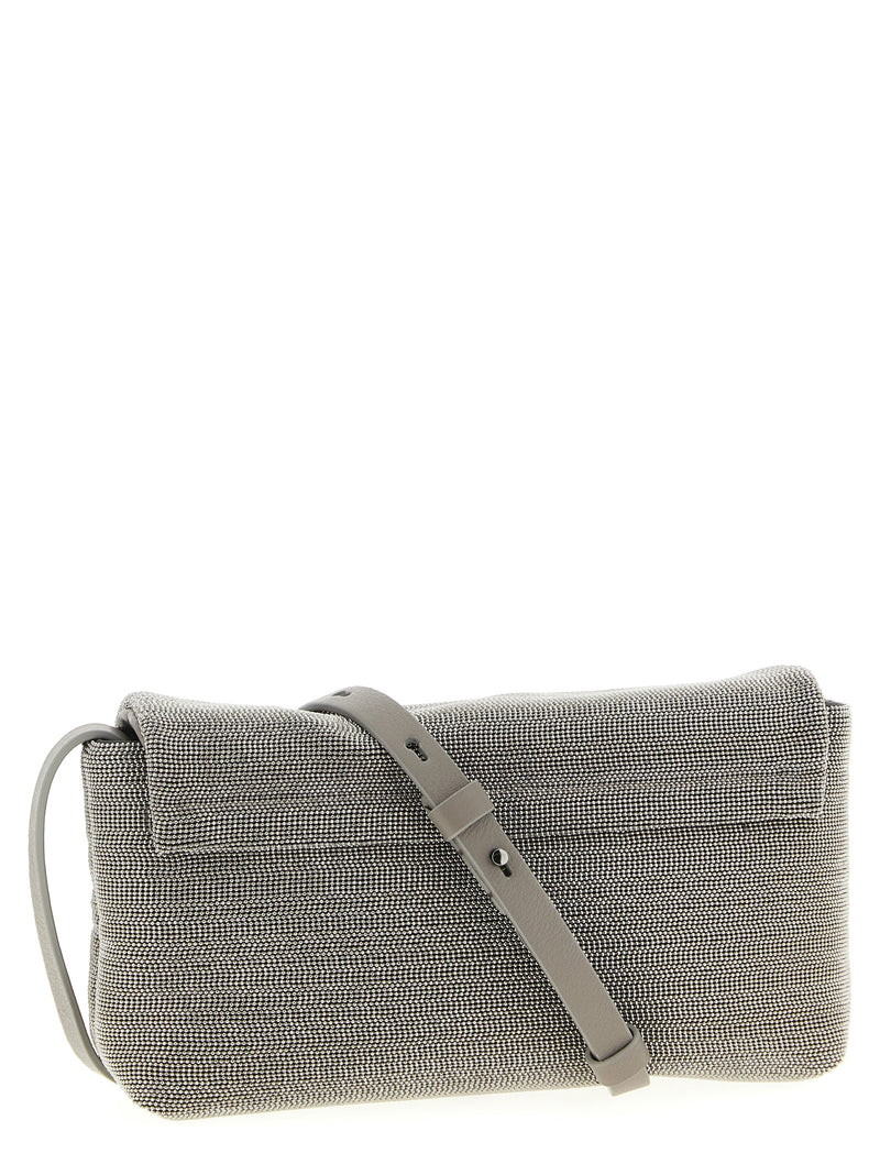 Brunello Cucinelli Monile Silver Leather Clutch Bag