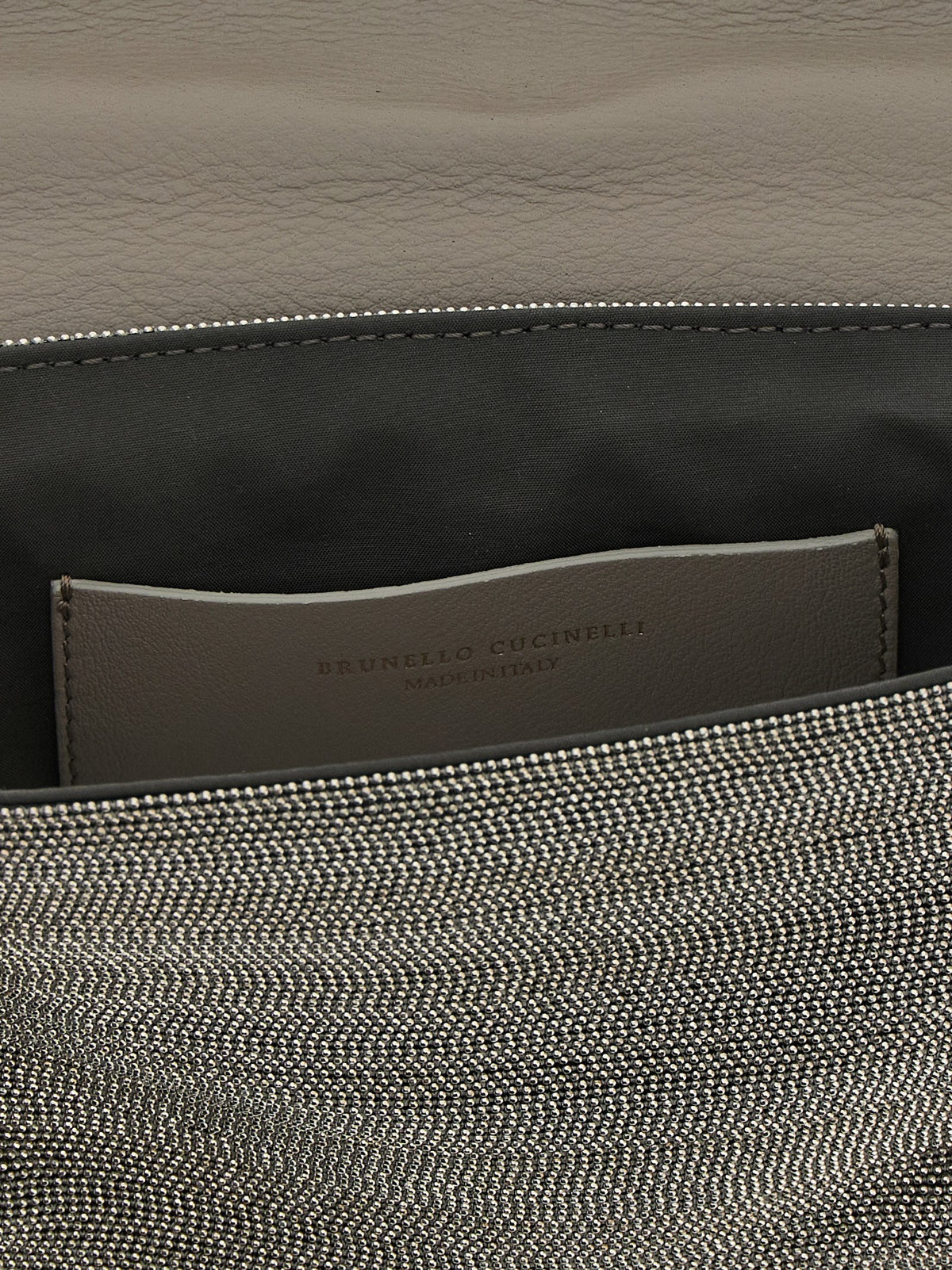 Brunello Cucinelli Monile Silver Leather Clutch Bag