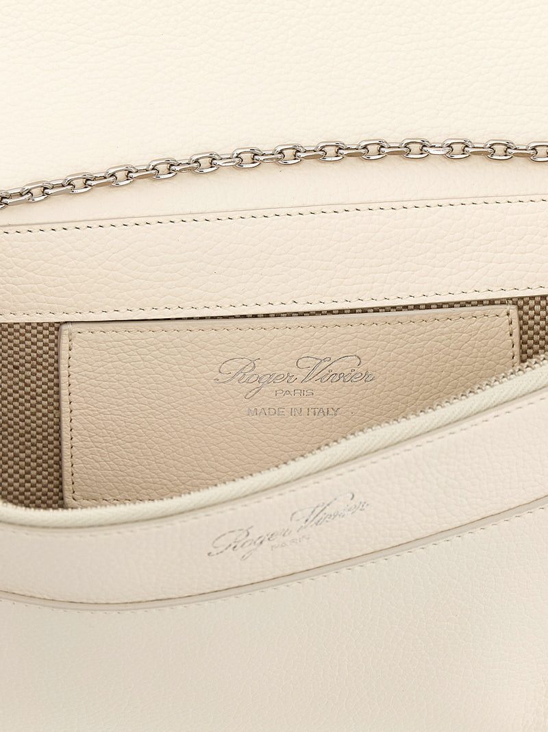 Roger Vivier Belle Vivier White Calfskin Clutch Bag