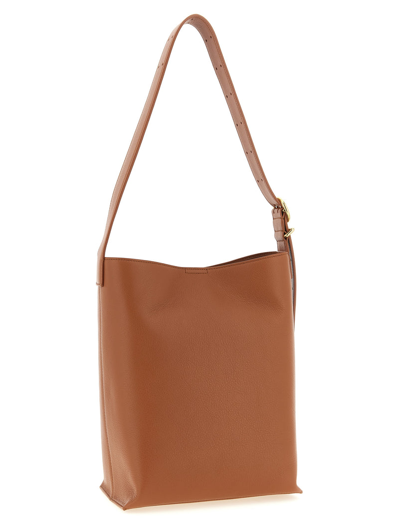 Jil Sander Cannolo Brown Calfskin Shoulder Bag