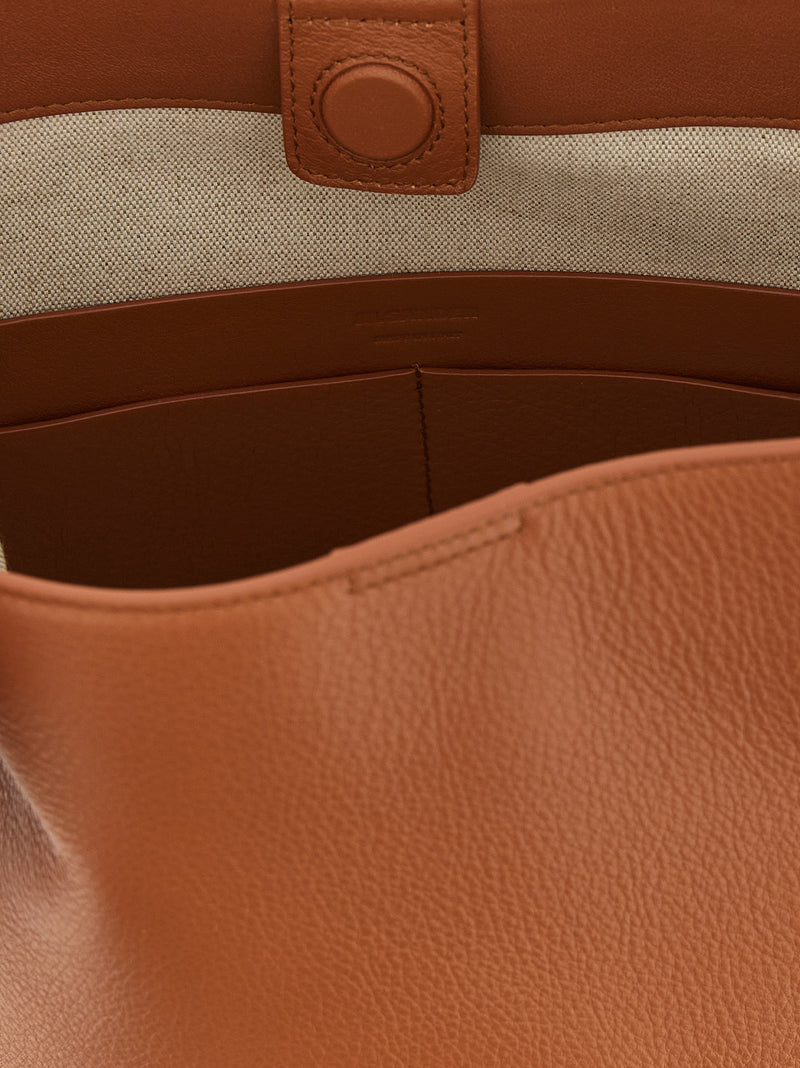 Jil Sander Cannolo Brown Calfskin Shoulder Bag