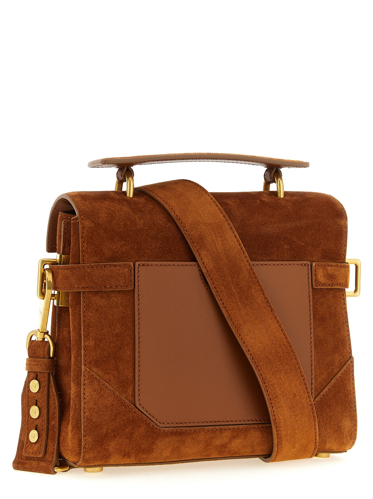 Balmain B-Buzz 23 Brown Calfskin Handbag