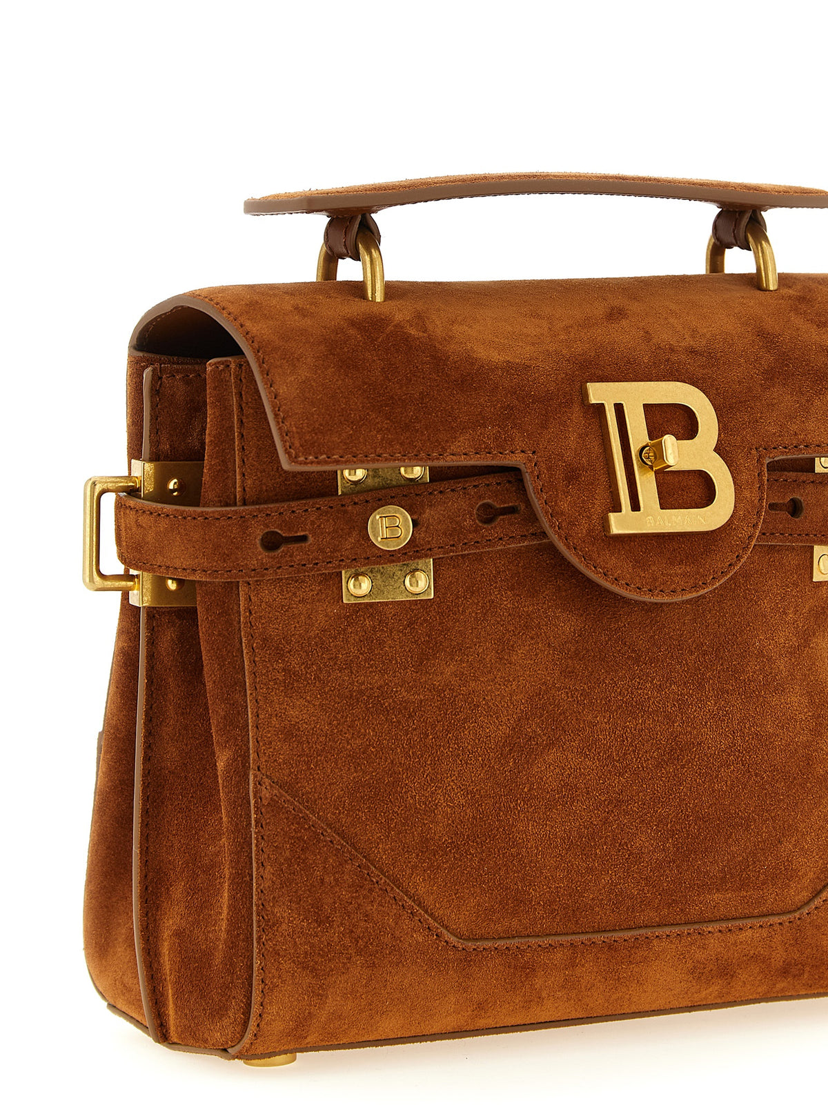 Balmain B-Buzz 23 Brown Calfskin Handbag