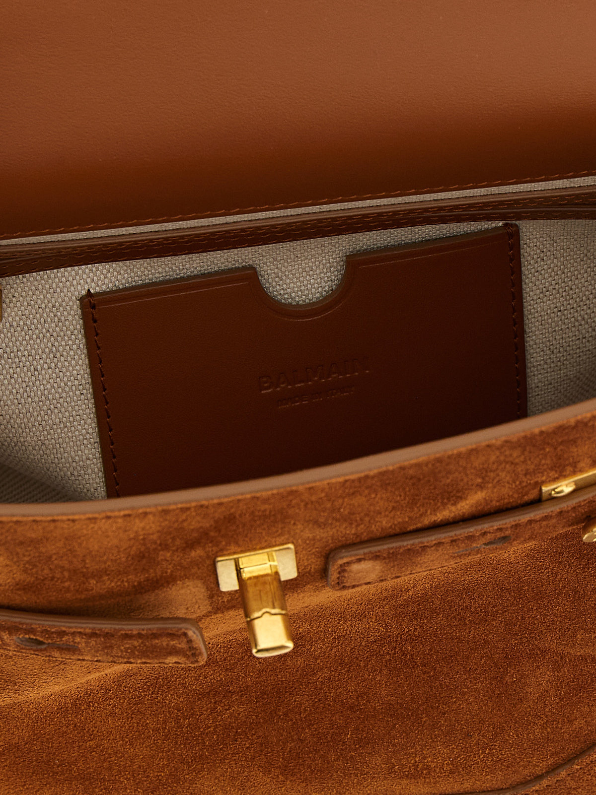 Balmain B-Buzz 23 Brown Calfskin Handbag