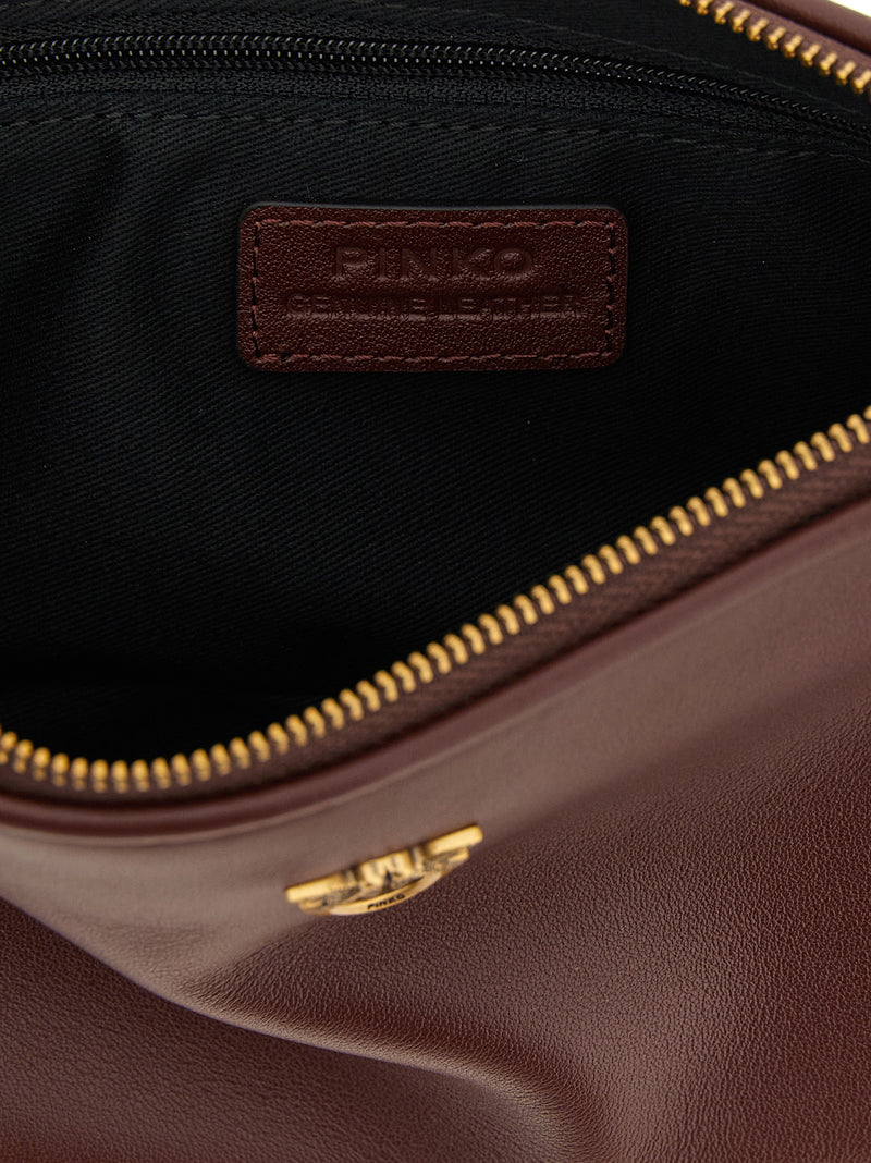 PINKO Half Moon Bordeaux Cowhide Crossbody Bag