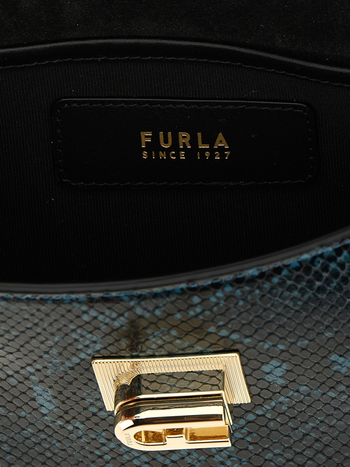 Furla 1927 Mini Blue Goatskin Crossbody Bag