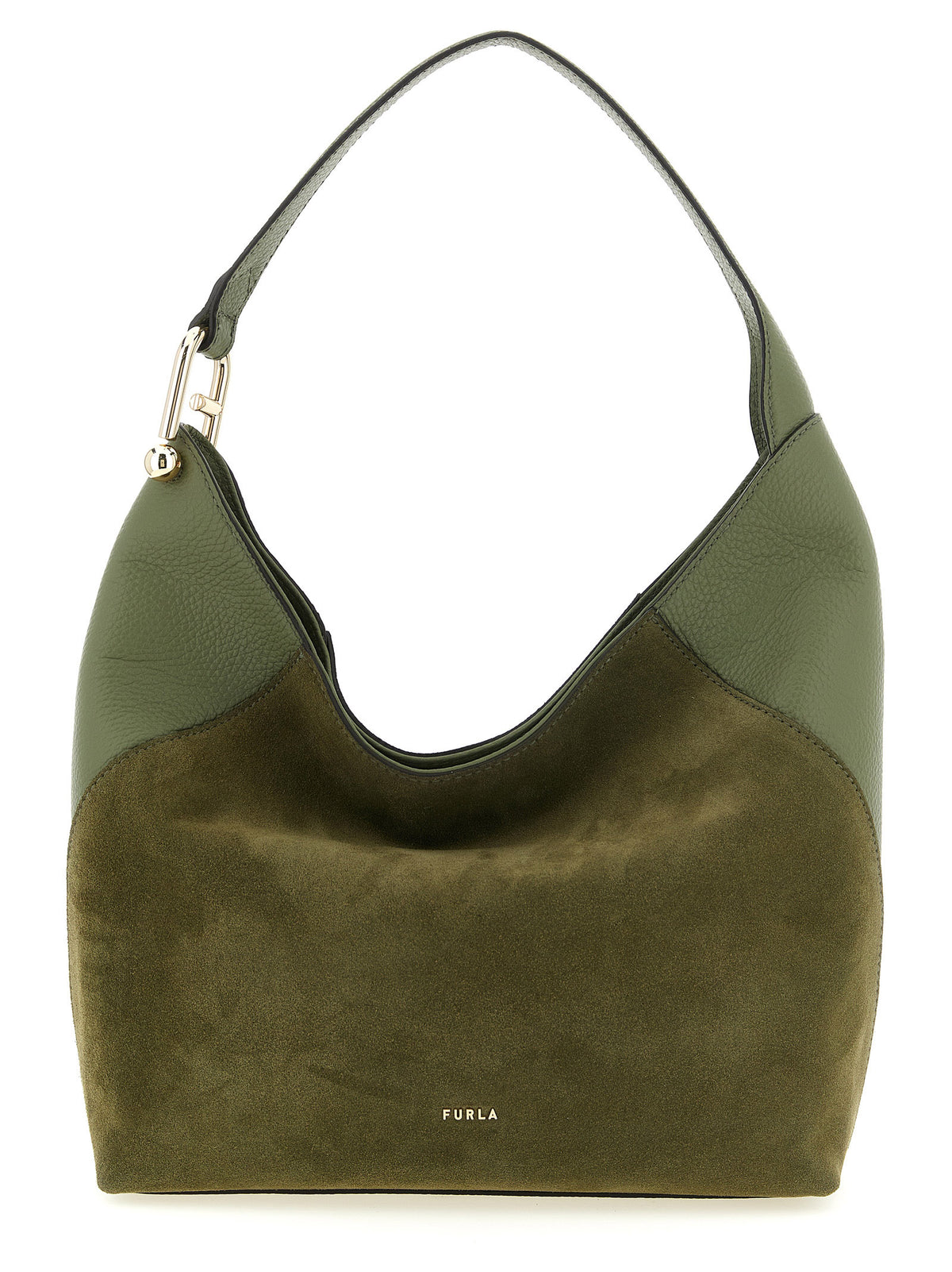Furla Bicolor Calfskin Shoulder Bag - Elegant Green Design