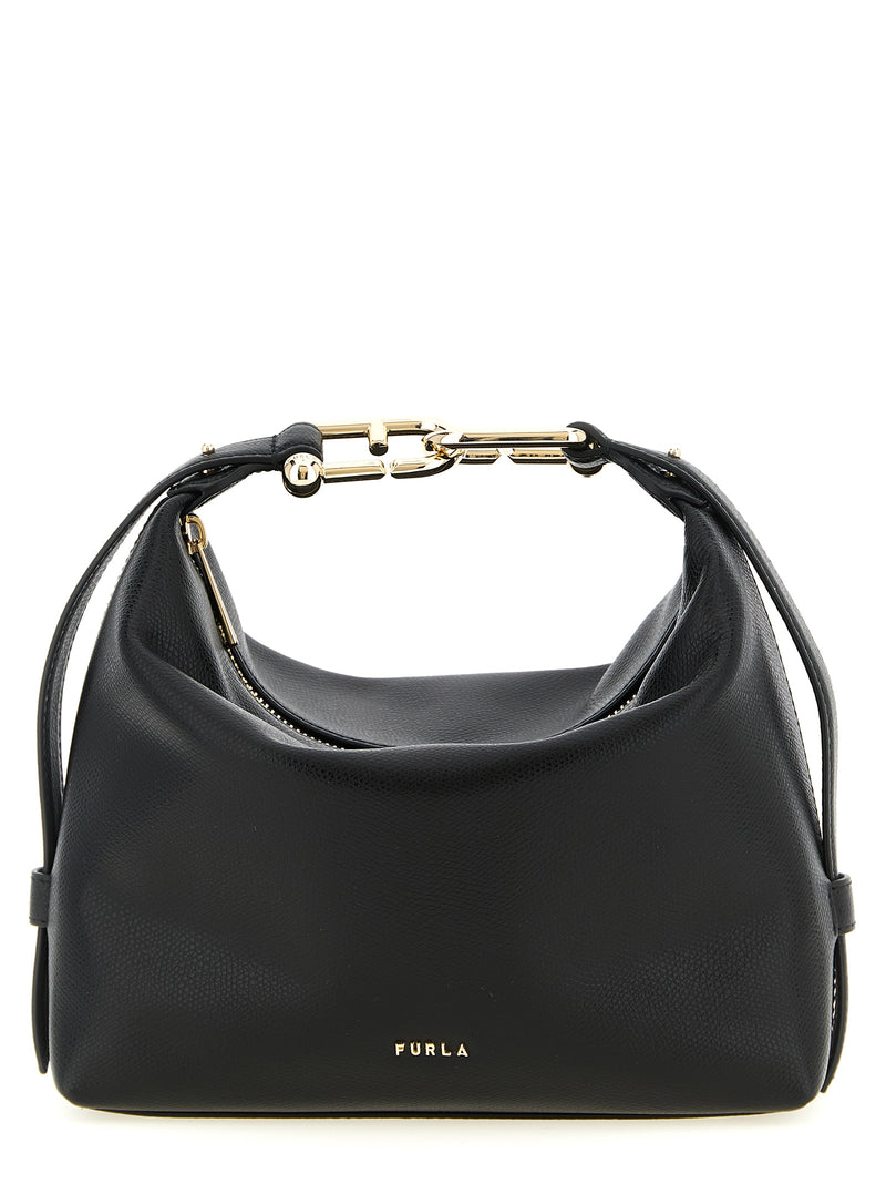 Furla Tonie Black Calfskin Shoulder Bag