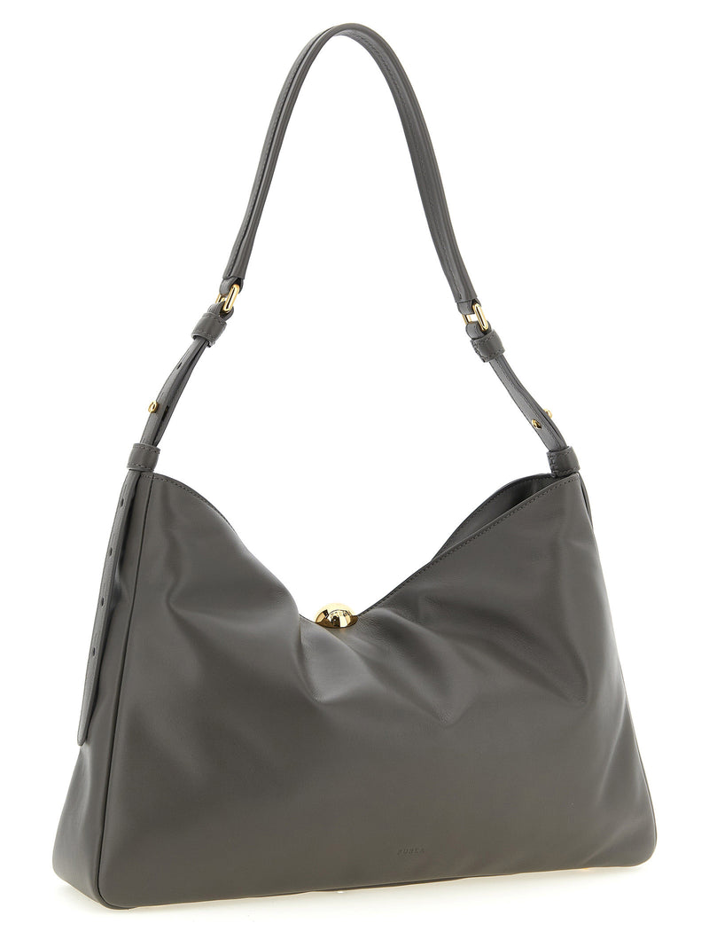 Furla Sfera Soft Gray Calfskin Shoulder Bag