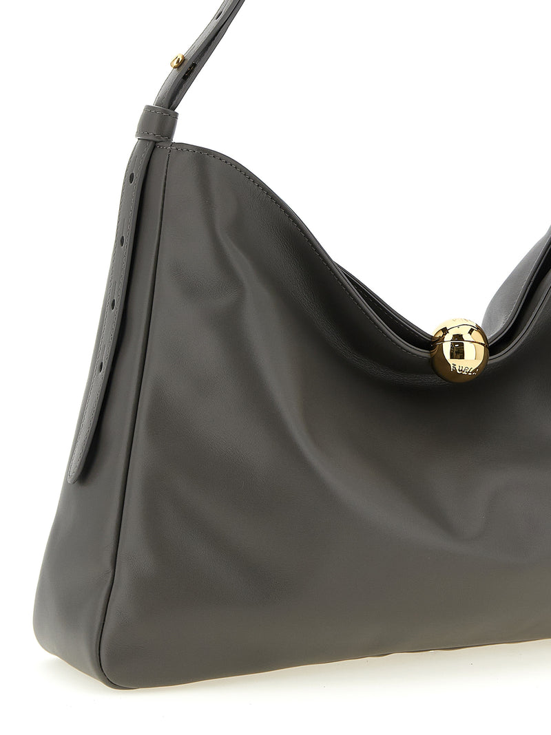 Furla Sfera Soft Gray Calfskin Shoulder Bag
