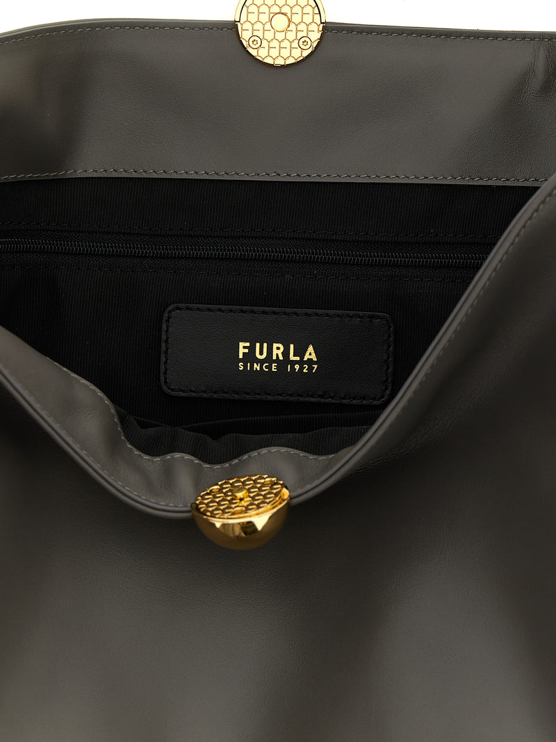 Furla Sfera Soft Gray Calfskin Shoulder Bag