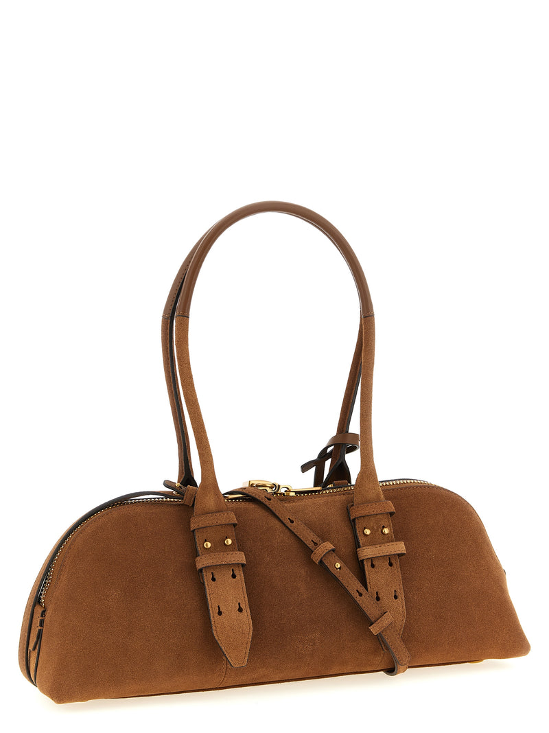 PINKO Bowling Baguette Brown Cowhide Shoulder Bag