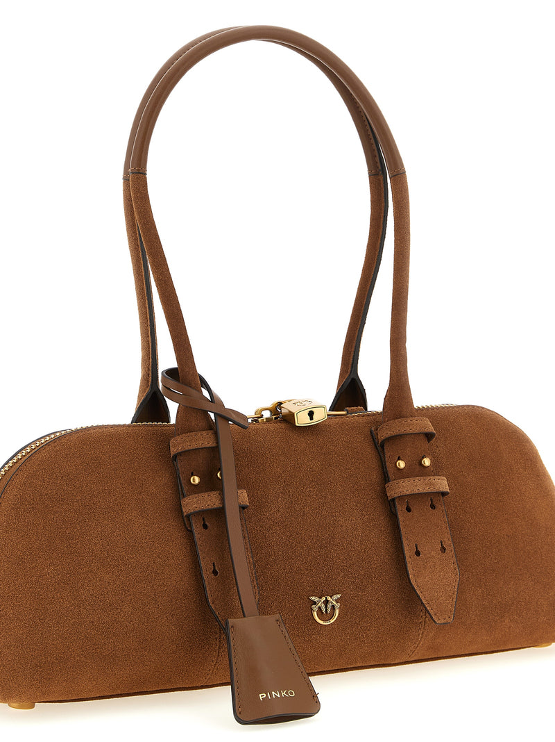 PINKO Bowling Baguette Brown Cowhide Shoulder Bag