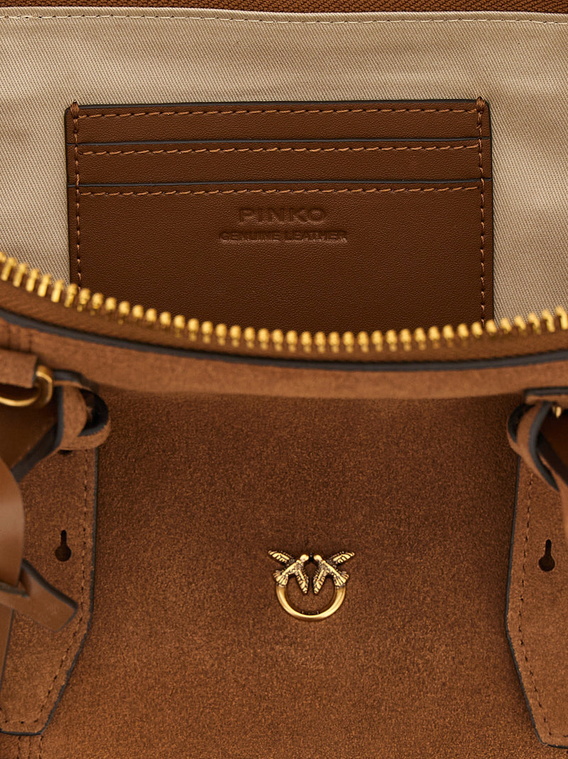 PINKO Bowling Baguette Brown Cowhide Shoulder Bag