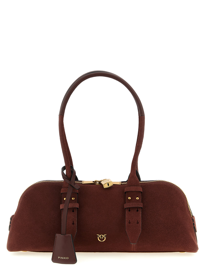 PINKO Bowling Baguette Bordeaux Cowhide Shoulder Bag