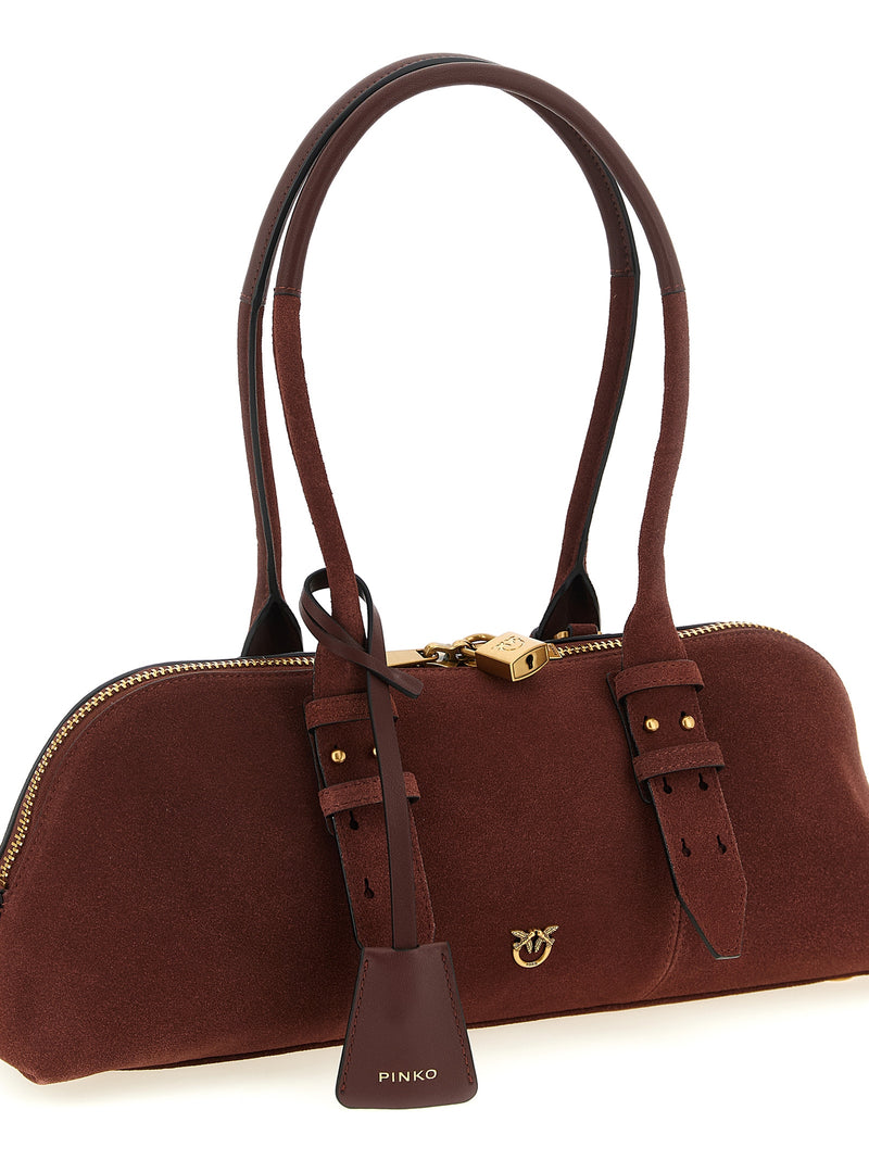 PINKO Bowling Baguette Bordeaux Cowhide Shoulder Bag