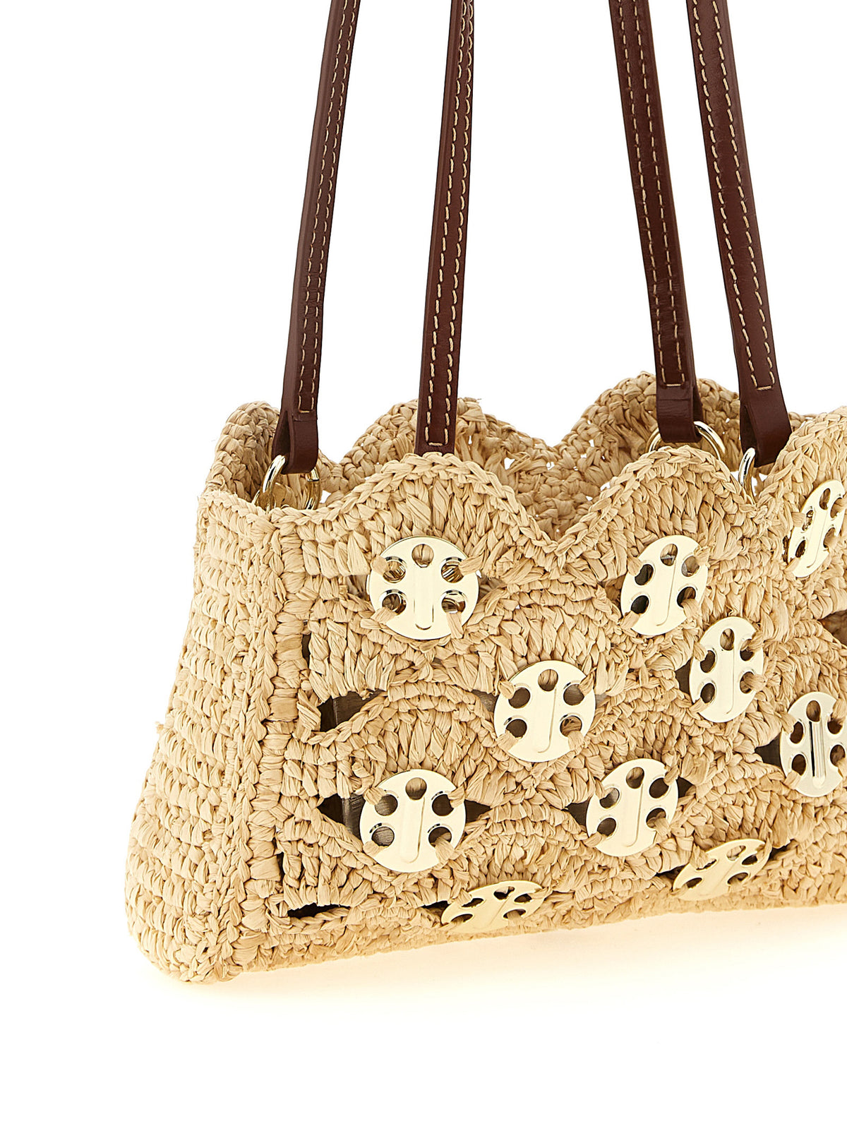 Sac bandoulière Paco Rabanne en ramie beige