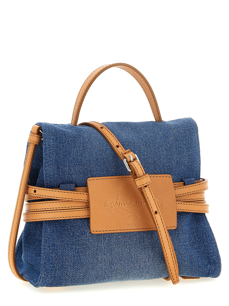Moschino Tie Me Blue Cotton Handbag