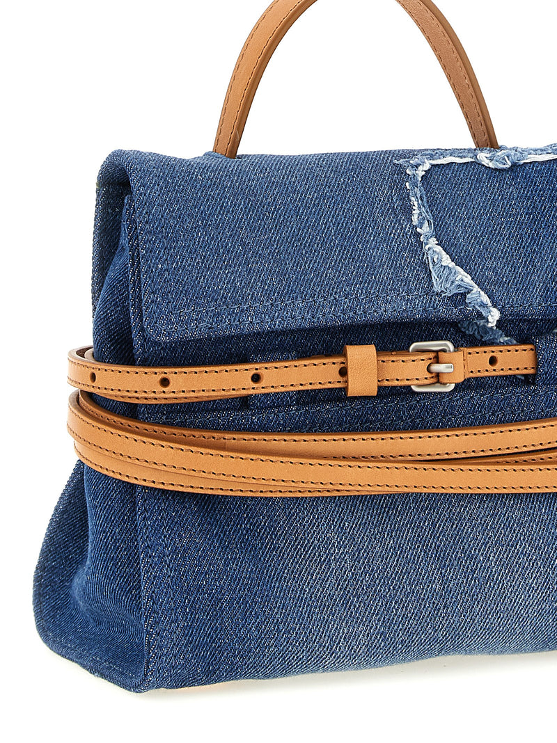 Moschino Tie Me Blue Cotton Handbag