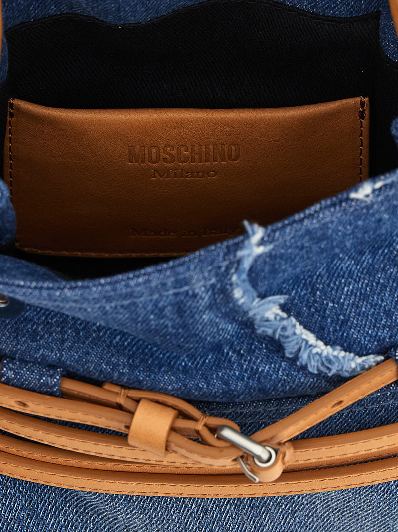 Moschino Tie Me Blue Cotton Handbag