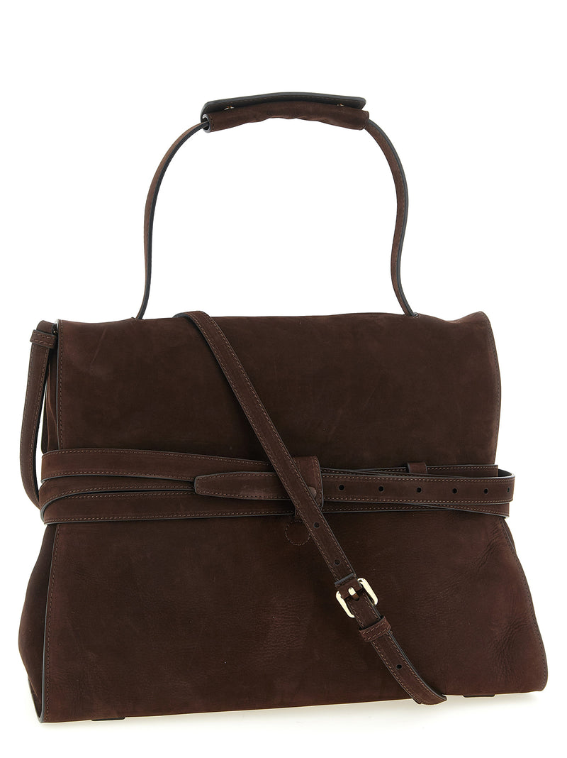 Moschino Brown Calfskin Shoulder Bag - Tie Me Collection