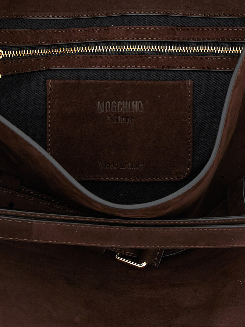 Moschino Brown Calfskin Shoulder Bag - Tie Me Collection