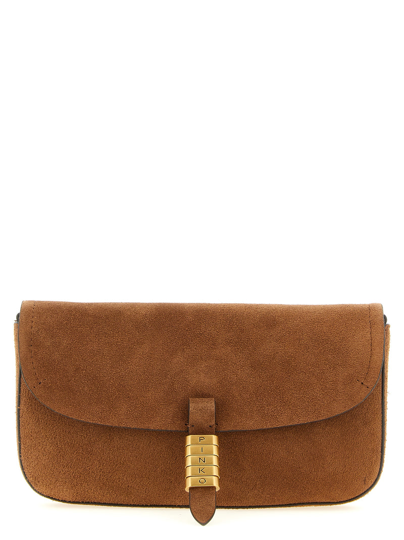 PINKO Brown Cowhide Shoulder Bag - Saddle Flat Medium