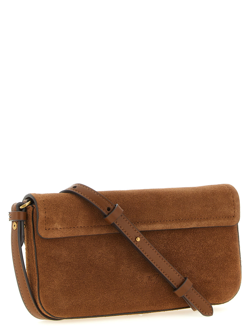 PINKO Brown Cowhide Shoulder Bag - Saddle Flat Medium