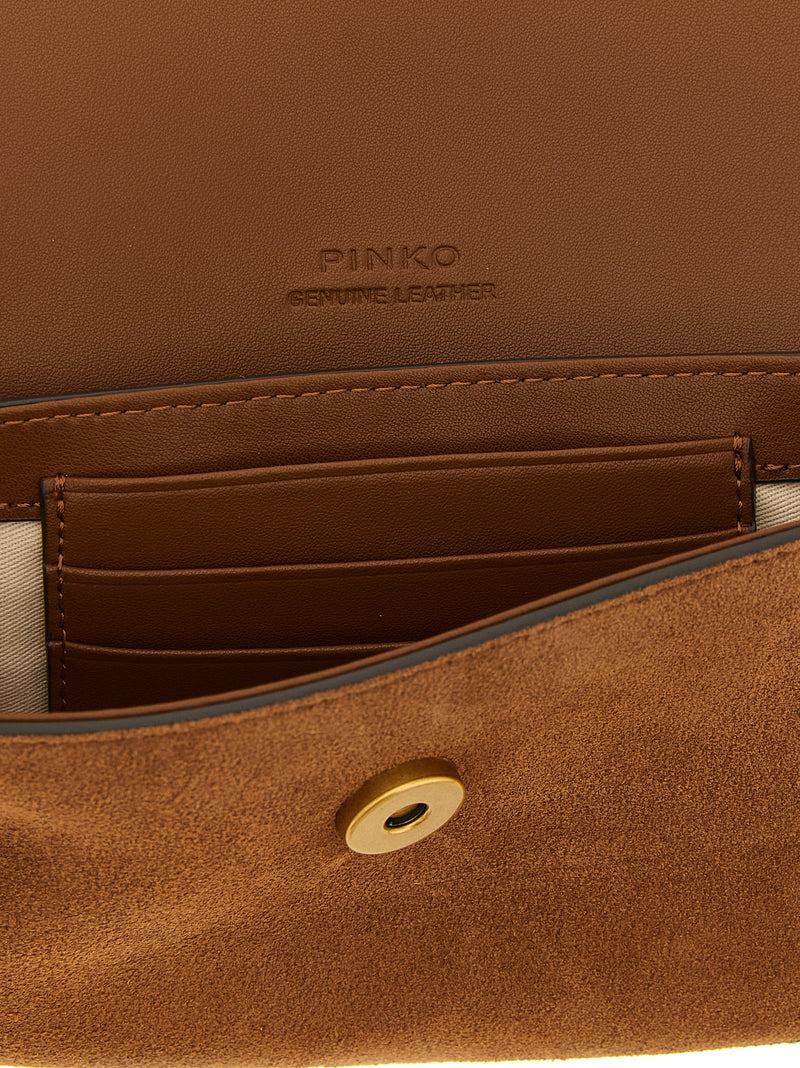 PINKO Brown Cowhide Shoulder Bag - Saddle Flat Medium