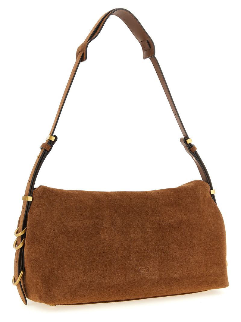 PINKO Saddle Horizontal Brown Cowhide Shoulder Bag