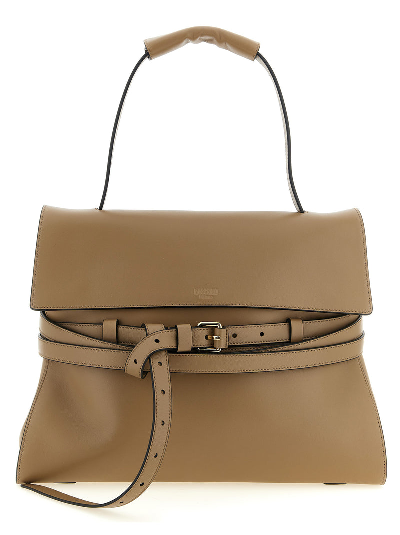 Moschino Beige Napa Leather Tie Me Shoulder Bag