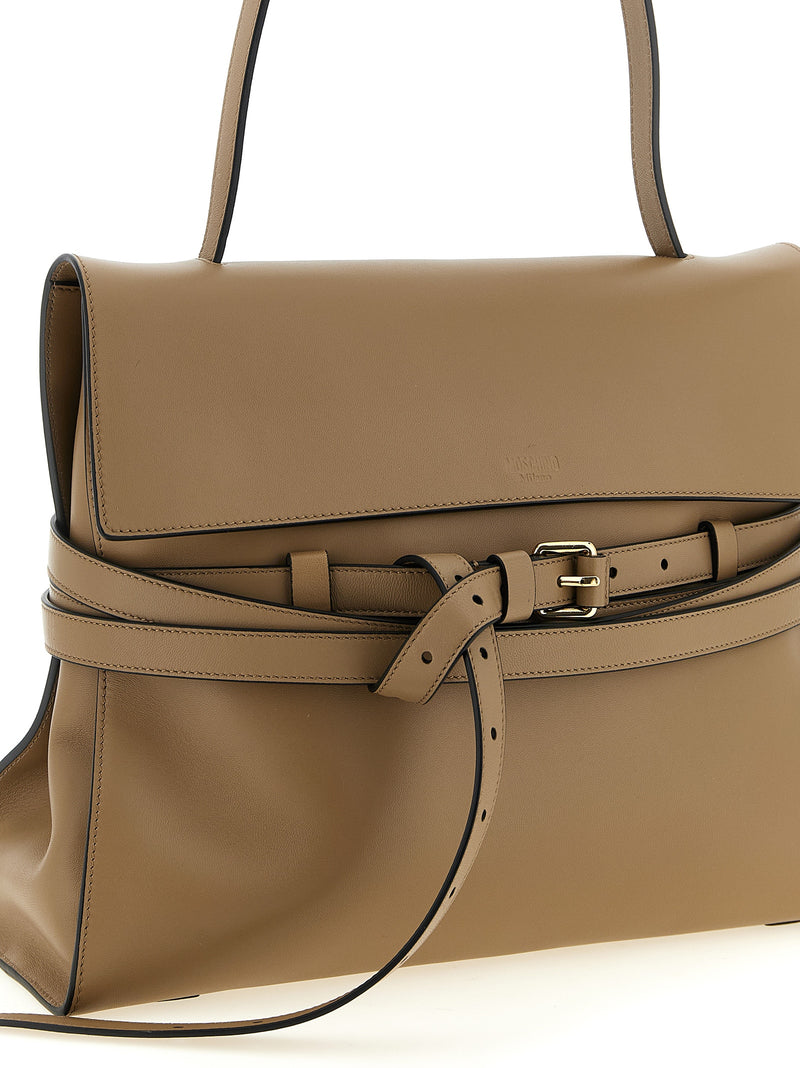 Moschino Beige Napa Leather Tie Me Shoulder Bag