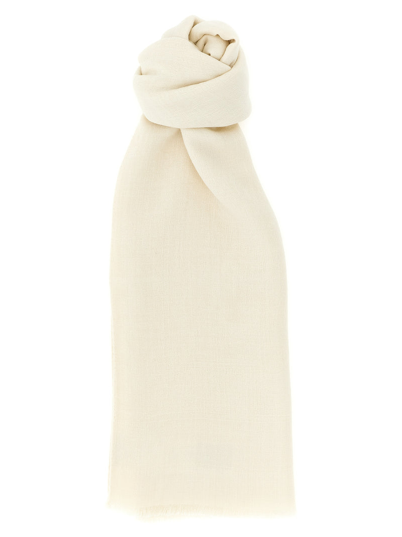Max Mara MxaPalmeti Beige Wool and Silk Scarf