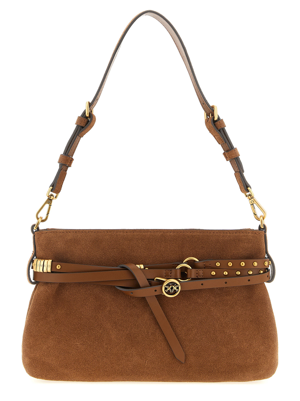 PINKO Belt Mini Brown Lamb Leather Shoulder Bag