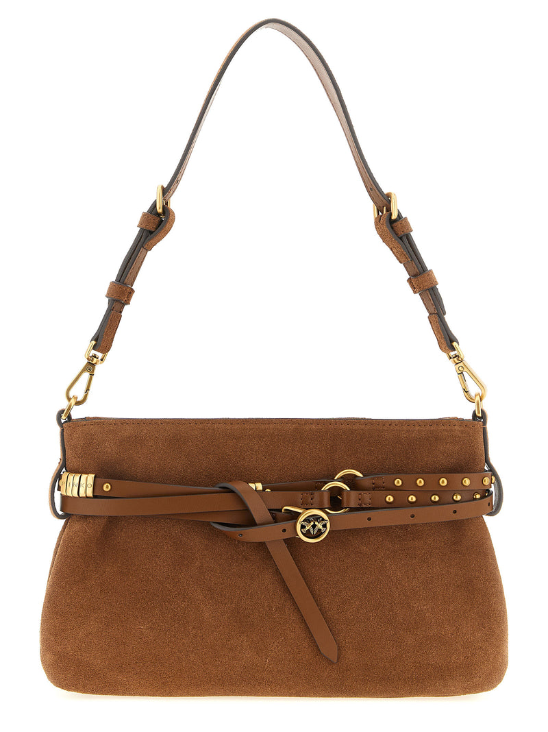 PINKO Belt Mini Brown Lamb Leather Shoulder Bag