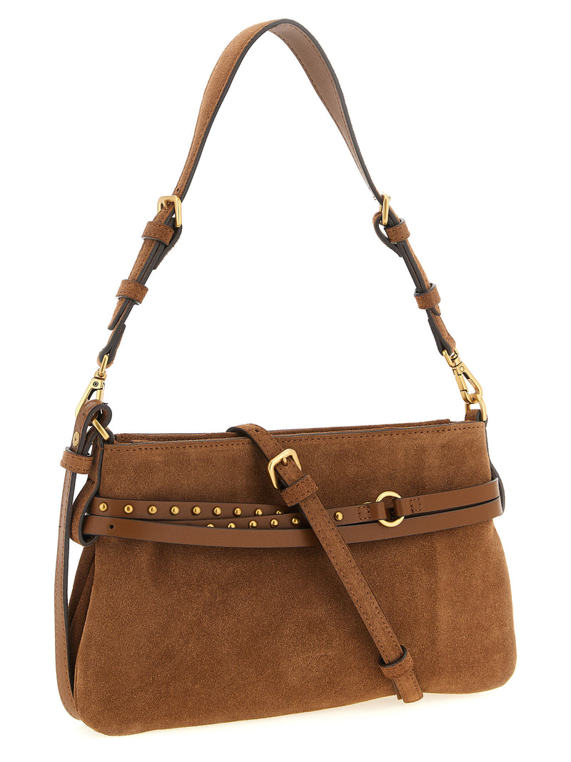 PINKO Belt Mini Brown Lamb Leather Shoulder Bag