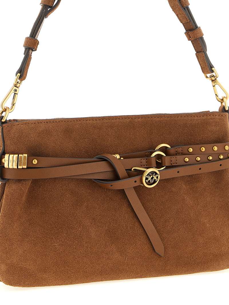 PINKO Belt Mini Brown Lamb Leather Shoulder Bag