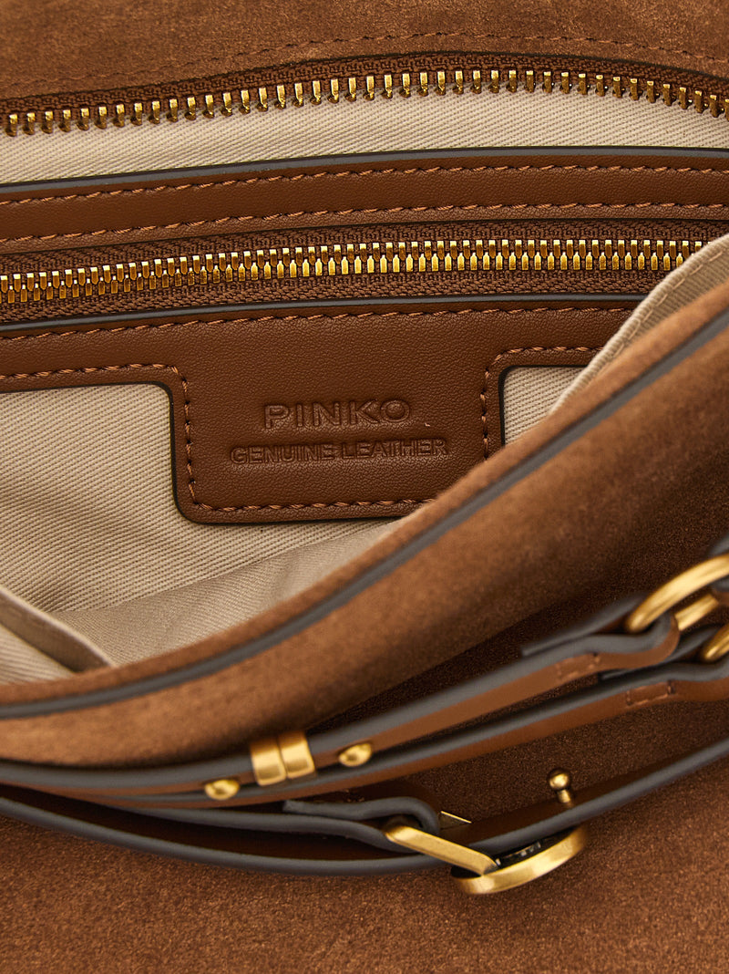 PINKO Belt Mini Brown Lamb Leather Shoulder Bag