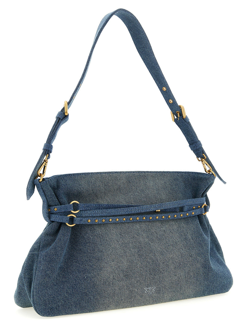 PINKO 'Belt' Blue Cotton Shoulder Bag