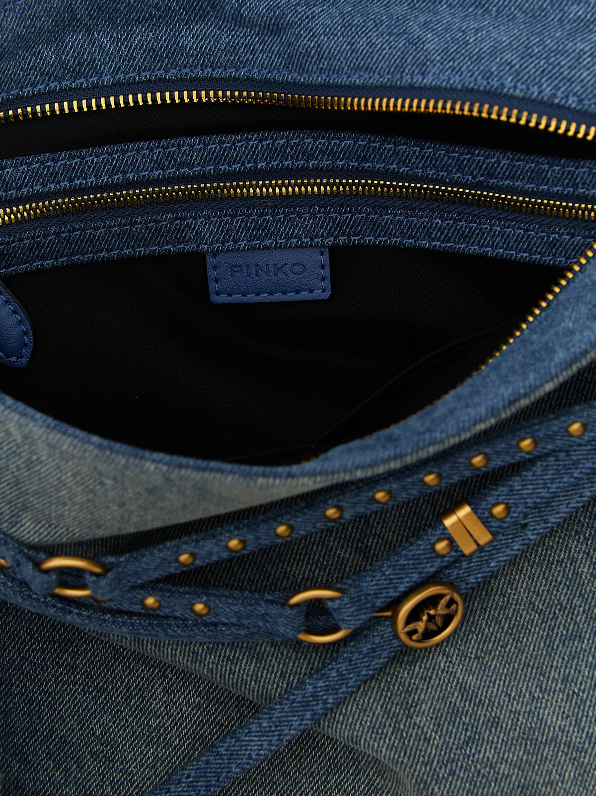 PINKO 'Belt' Blue Cotton Shoulder Bag
