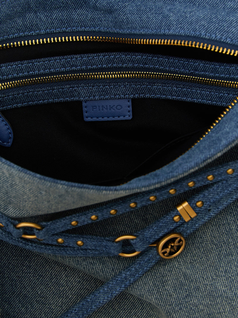 PINKO 'Belt' Blue Cotton Shoulder Bag
