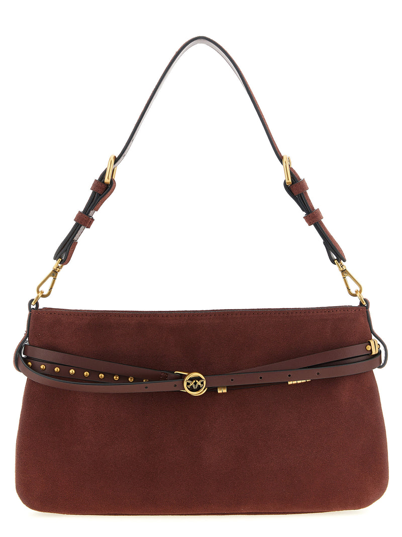 PINKO Bordeaux Cowhide Shoulder Bag - Belt Model