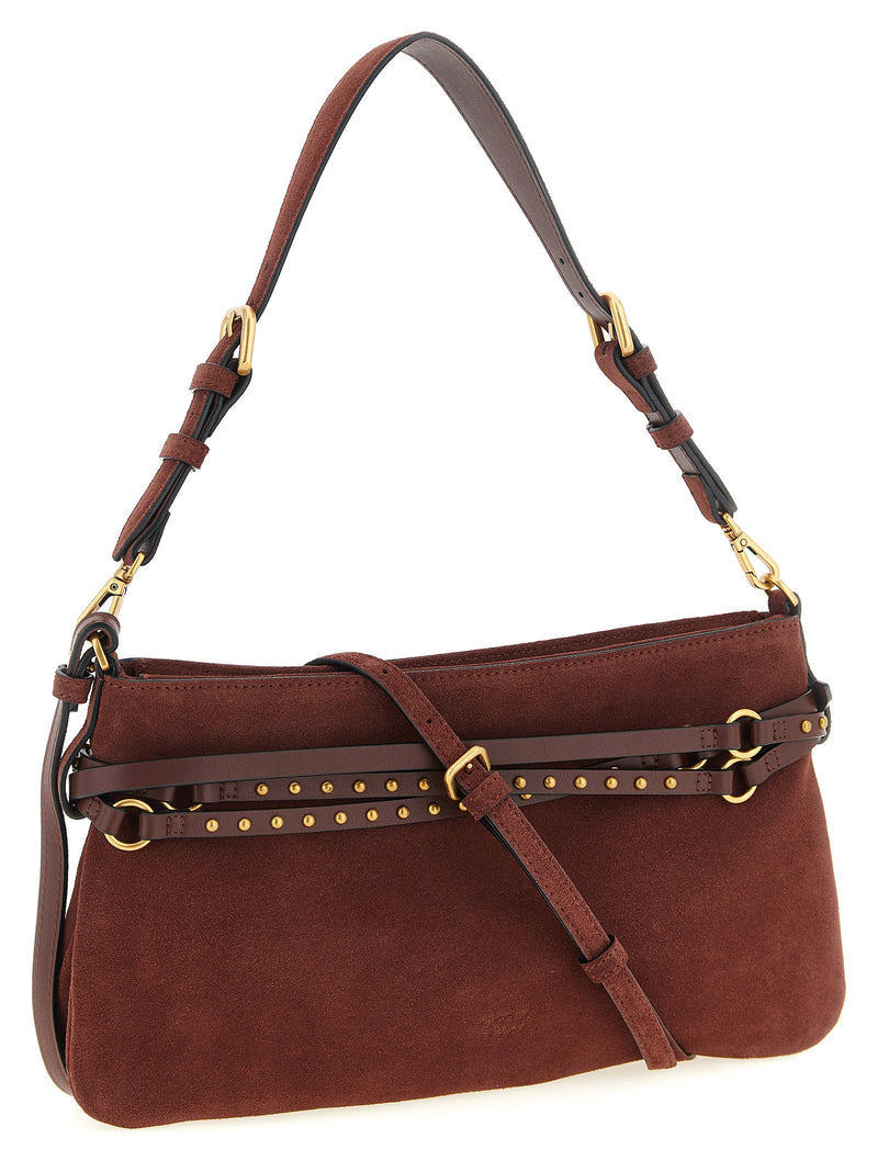 PINKO Bordeaux Cowhide Shoulder Bag - Belt Model