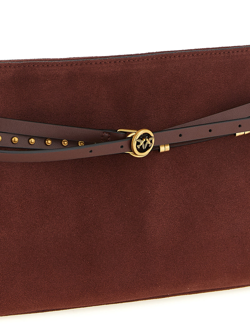 PINKO Bordeaux Cowhide Shoulder Bag - Belt Model