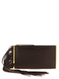 Elisabetta Franchi Brown Leather Clutch Bag