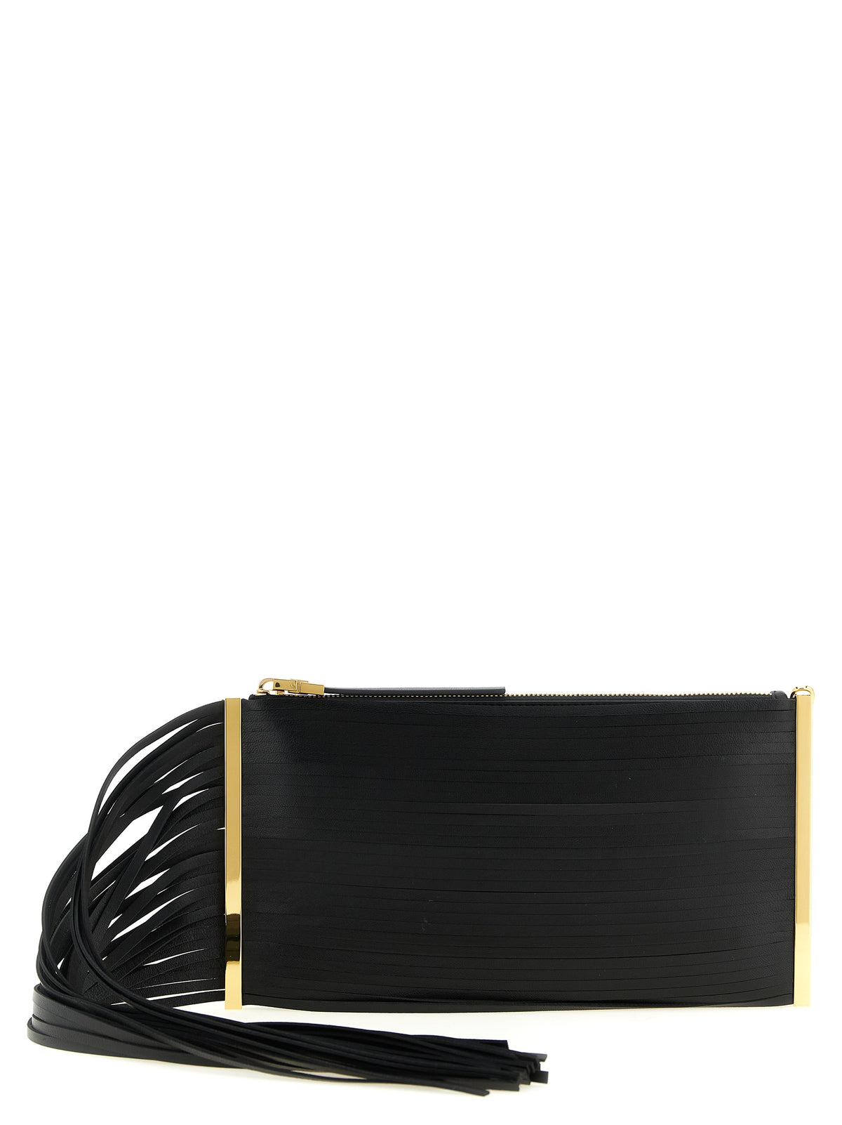 Elisabetta Franchi Black Leather Clutch Bag