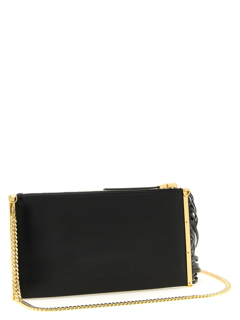 Elisabetta Franchi Black Leather Clutch Bag