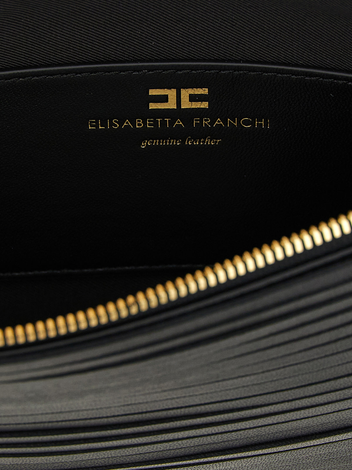 Elisabetta Franchi Black Leather Clutch Bag