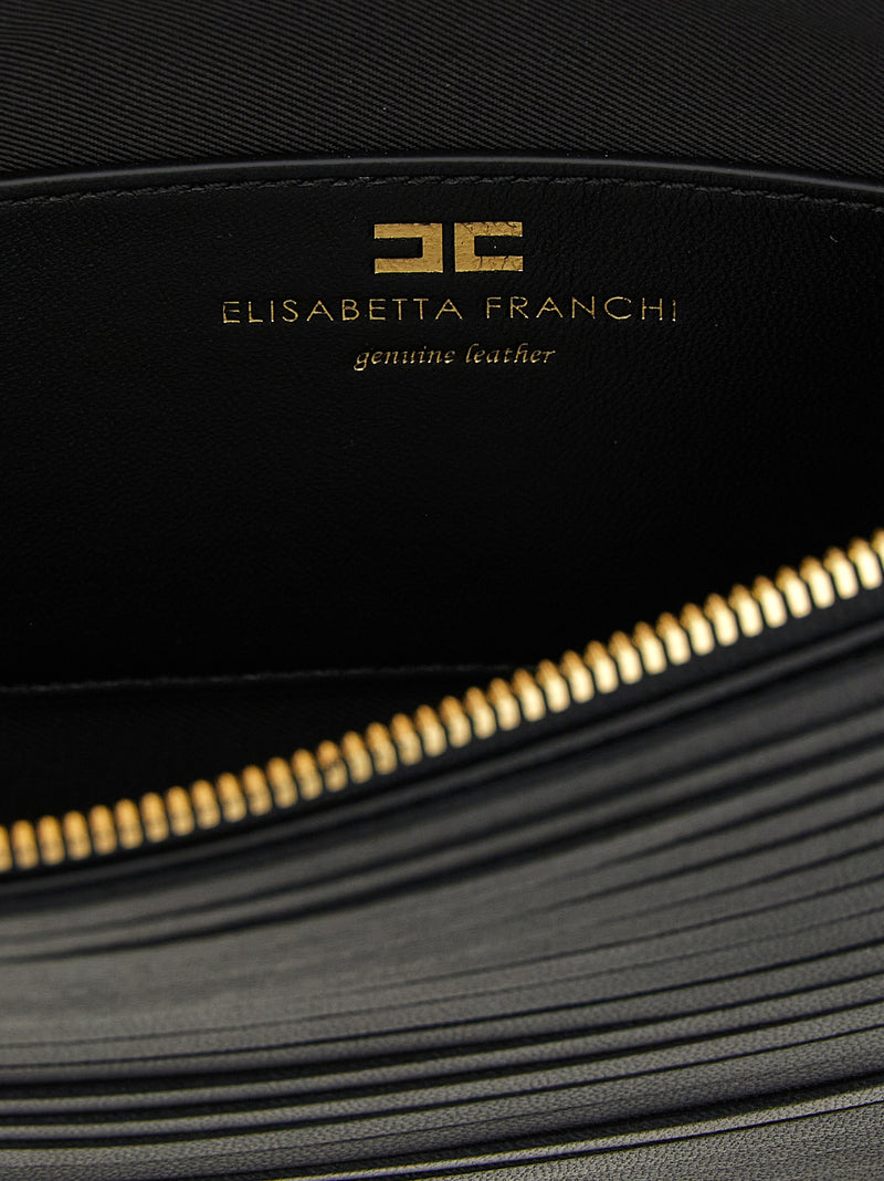 Elisabetta Franchi Black Leather Clutch Bag